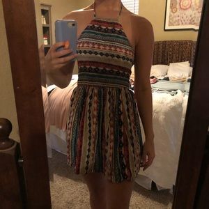 Open back halter dress